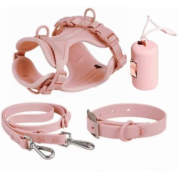 4-in-1 Dog Walking Set – Adjustable Collar, Harness, Leash & Waste Bag Holder – Waterproof, Durable & Stylish for Daily Use