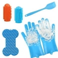 4in1 Dog Washing Gloves, STF9 2 Finger Toothbrushes, Slow Lick Mat