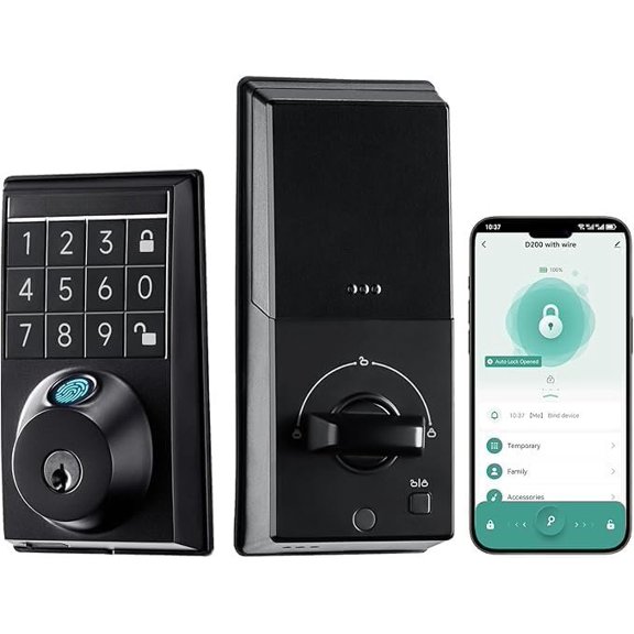 4-in-1 Door Lock with APP Control, Fingerprint Door Locks with Keypad Deadbolt, Keyless Entry Door Lock with Auto-Locking, 16-Month Life Deadbolt Lock, Easy Installation