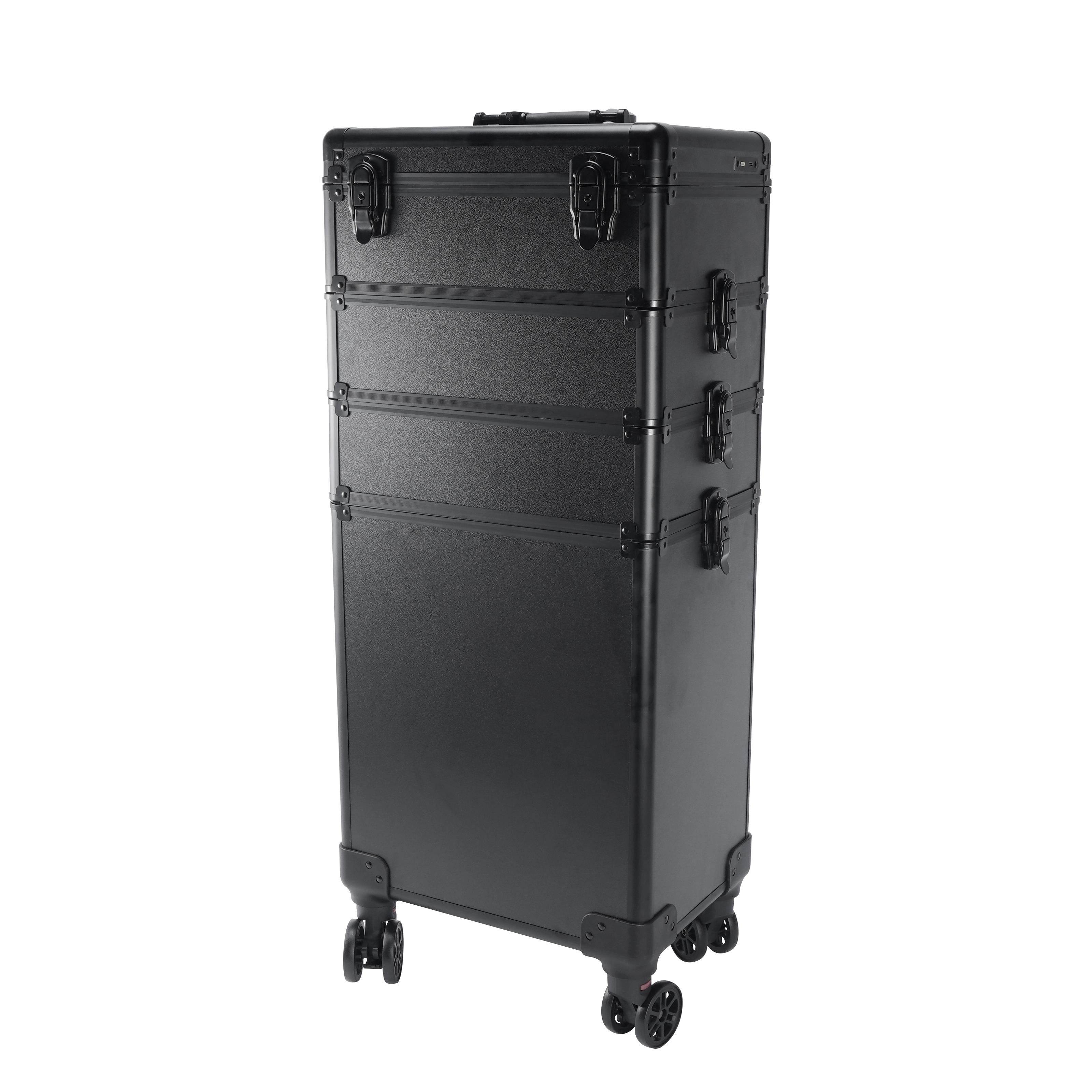 4 in 1 Draw-bar Interchangeable Aluminum Rolling Makeup Case