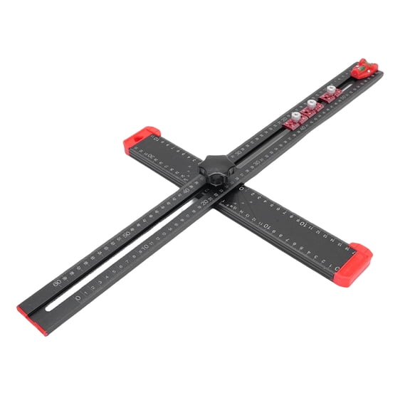 4-in-1 Drilling Positioning Ruler, 23.6 inch (60cm) Adjustable Woodworking T Square with 3 Sliders, Multi-Angle Measuring Jig for Cabinet Hardware and Drawer Installation