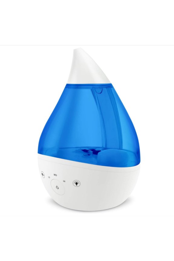 4-in-1 Drop 2.0 Ultrasonic Cool Mist Humidifier with Sound Machine, Night Light, Aroma Tray, 1 Gallon Top Fill, Blue & White