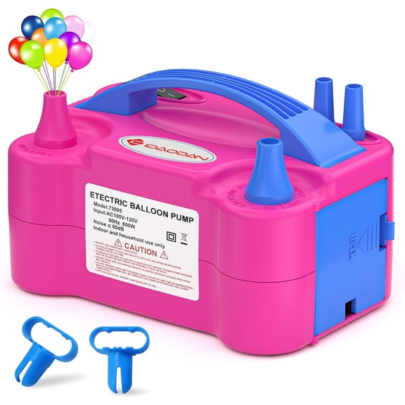 4-in-1 Electric Balloon Pump with Triple Nozzles, Dual Motor Balloon Inflator & Deflator for Latex, Foil & 260Q Balloons