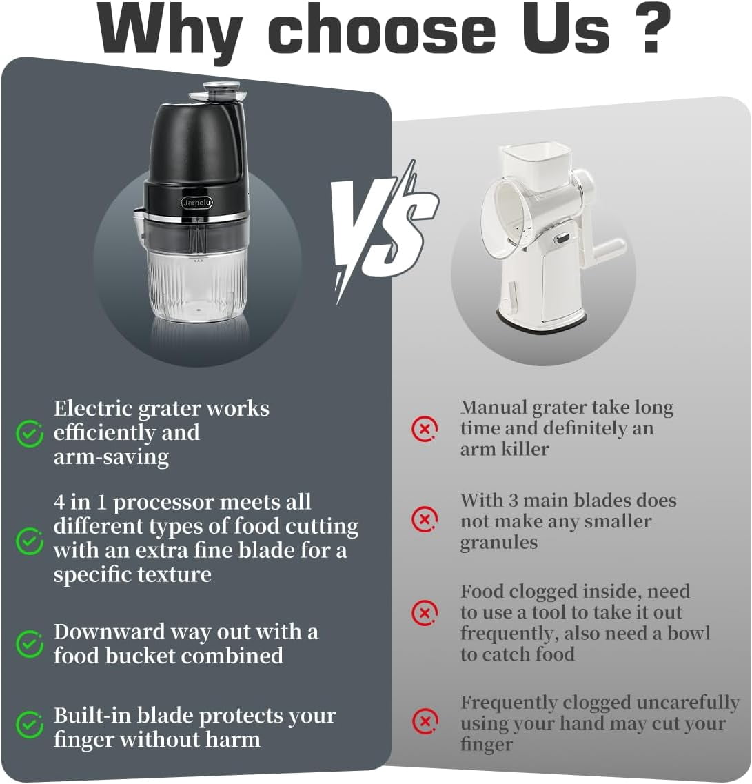 4 in 1 Electric Cheese Grater Multifunctional Food Processor for Vegetables Fruits Nuts