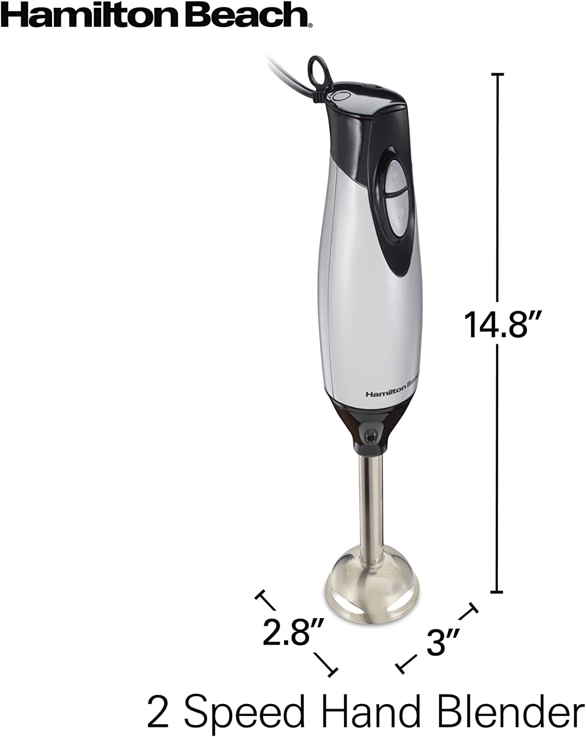 4-in-1 Electric Immersion Hand Blender with Whisk and Chopper Bowl, 2-Speeds, 225