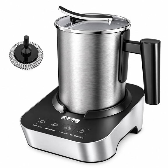 4-in-1 Electric Milk Frother and Steamer, Large 13.5oz Stainless Steel Pitcher, Hot & Cold Foam Maker and Milk Warmer for Lattes, Cappuccinos, Macchiato,Hot Chocolate, Dishwasher Safe
