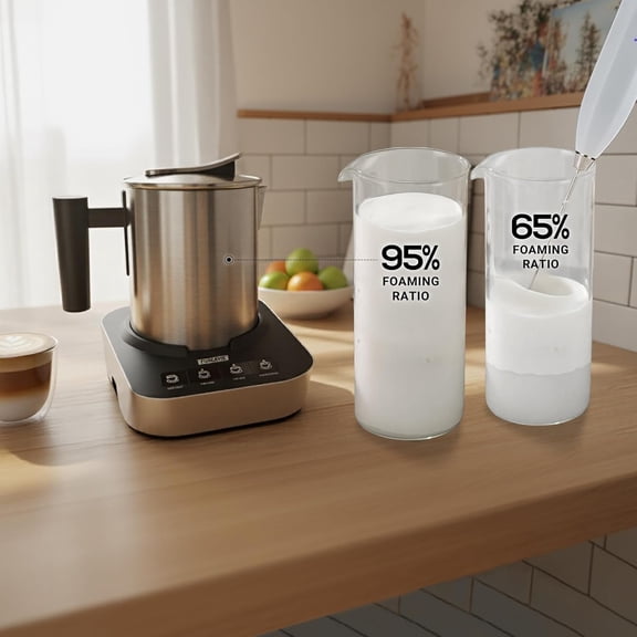 4-in-1 Electric Milk Frother and Steamer, 400ml Stainless Steel Pitcher with Auto Shut-Off for Lattes