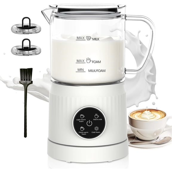 4-in-1 Electric Milk Frother and Steamer for Whole Milk, LED Touch Screen