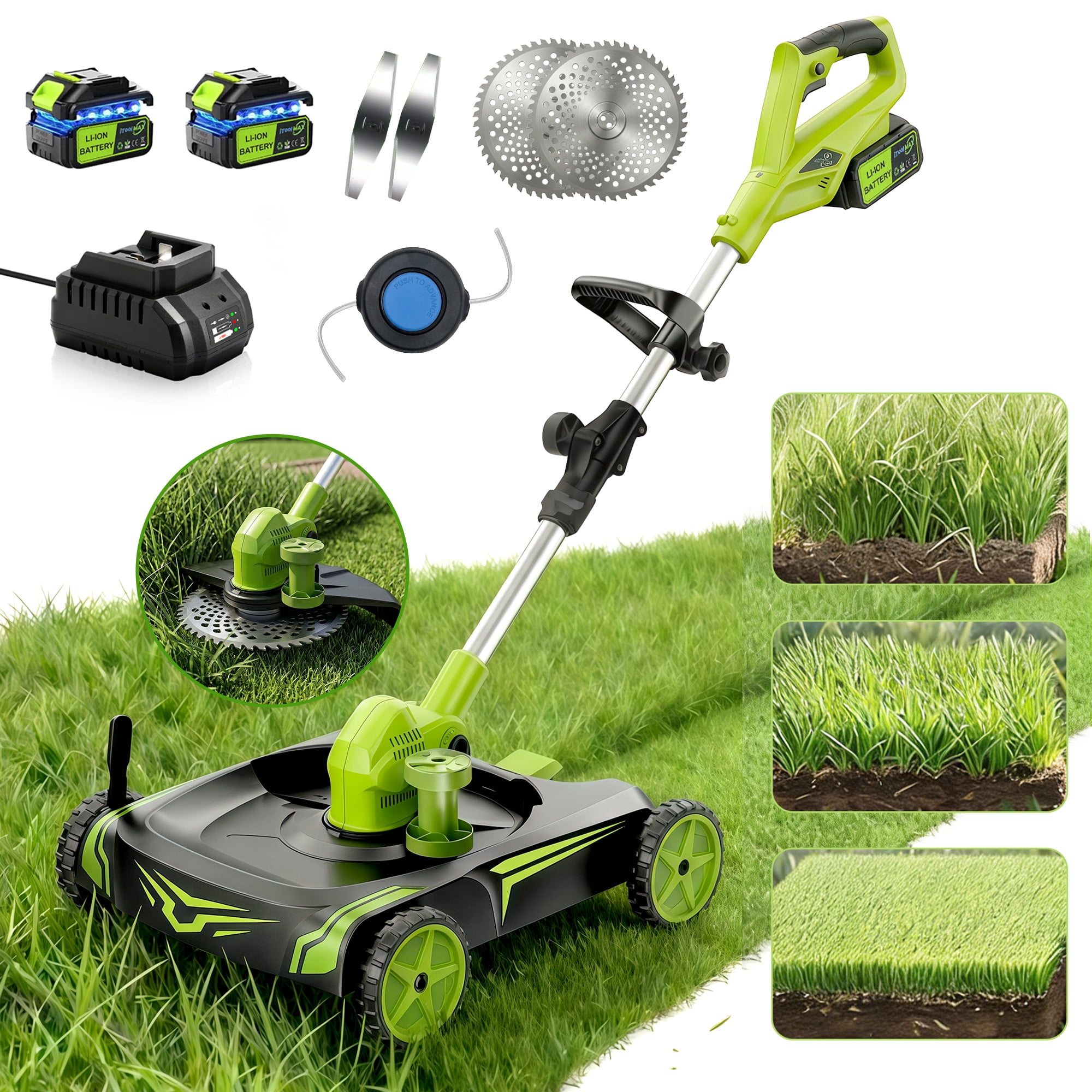 4-in-1 Electric Small Lawn Mower with Detachable Wheeled Base, 3 ...