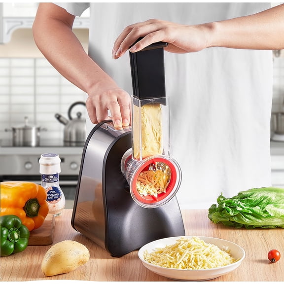 Fohere 4 in 1 Electric Vegetable Grater 150W Electric Grater for Fruit and Vegetables, Ideal for Cheese, Cucumber, Carrot