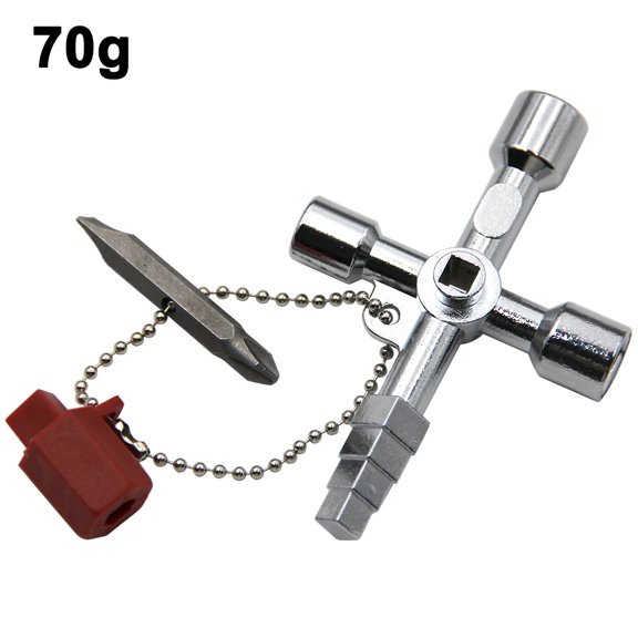 4-in-1 Elevator & Control Cabinet Key Wrench Set – Silver Inner Triangle & Quadrangle Screwdriver Tool for Electrical & Valve Panels