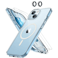 thumbnail image 1 of 4-in-1 Entronix Bundle for iPhone 15 Plus, Magnetic Clear Case & 2 Screen Protector & Metallic Camera Lens Protector, Silver, 1 of 10