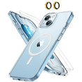 thumbnail image 1 of 4-in-1 Entronix Bundle for iPhone 15 Plus, Magnetic Clear Case & 2 Screen Protector & Metallic Camera Lens Protector, Gold, 1 of 10