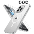 thumbnail image 1 of 4-in-1 Entronix Bundle for iPhone 15 Pro, Magnetic Clear Case & 2 Screen Protector & Metallic Camera Lens Protector, Black, 1 of 9