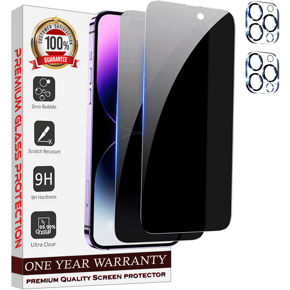 4-in-1 Entronix Duo Pack Camera Lens Protector And Anti-Spy Tempered Glass Screen Protector For iPhone 16 Pro Max, Case Friendly Pack of 2 Clear Camera Glasses, 2 Privacy Screen Protectors