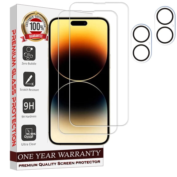 4-in-1 Entronix Duo Pack Camera Lens Protector And Tempered Glass Screen Protector For iPhone 16, Case Friendly Pack of 2 Clear Camera Glasses, 2 Premium Clear Screen Protectors