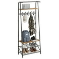 thumbnail image 1 of 4-in-1 Entryway Hall Tree with Shoe Storage Bench, 5 Hooks, Sturdy Metal Frame, Freestanding Coat Rack Organizer, Rustic Wood Accent for Living Room or Bedroom - Single Row Hook 60cm Wide, 1 of 8