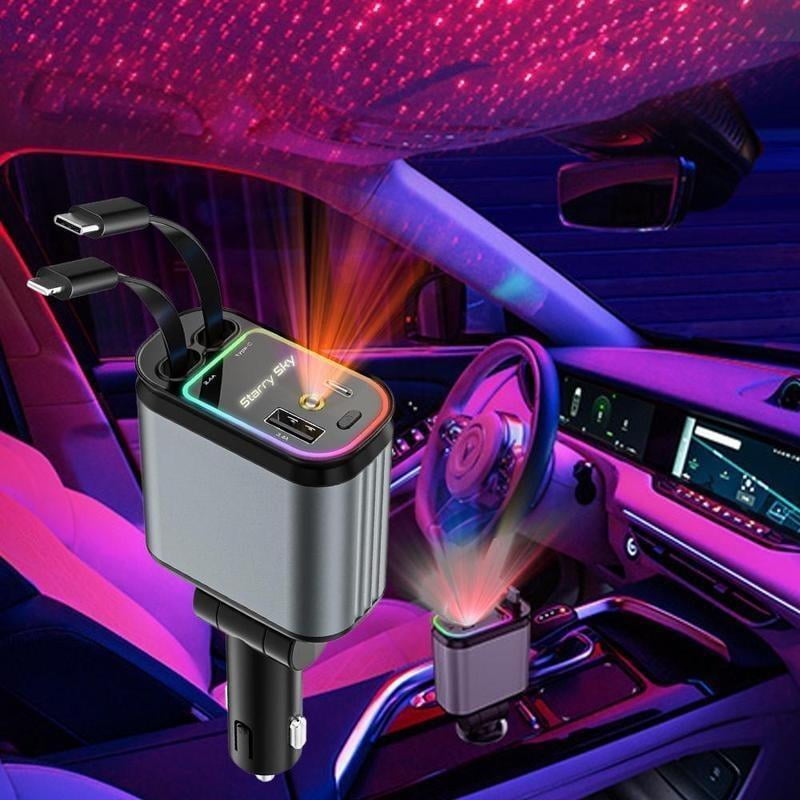 4-in-1 Fast Car Charger – 66W Quick Charge with Retractable USB-C Cable ...