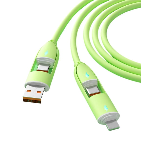 4-in-1 Fast Charging Cable 6A, Multi USB Type C Charger Cord PD Data Sync Wire, Universal Braided Phone Charger Cable for All Phone, 1-2M 6 Colors