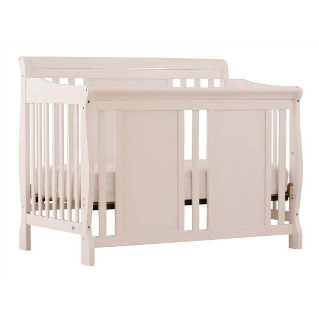 4 in 1 Fixed Side Convertible Crib in White Finish
