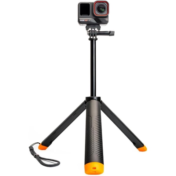 4-in-1 Floating Tripod Selfie Stick Waterproof Telescopic Handle with Lanyard & Action Camera Mount Compatible with GoPro, DJI Osmo, & More