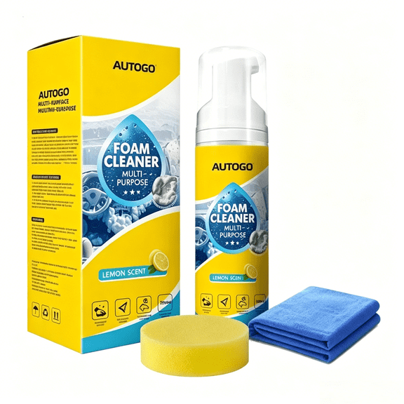 4-in-1 Foam Cleaner, Spray with Sponge & Towel for Home, Kitchen, Bathroom, Car & Upholstery(RL 1PC+1*Sponge+Towel)