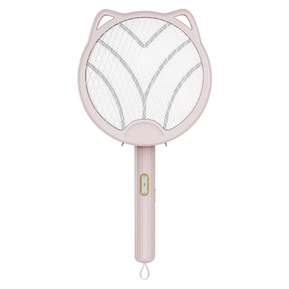 4-in-1 Foldable Electric Fly Swatter, Rechargeable Bug Zapper Racket with Safety Mesh, USB Handheld Mosquito Killer for Indoor & Outdoor,Pink