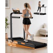 4-in-1 Foldable Walking Pad Treadmill with 16% Incline, 2.5HP Quiet Motor, Handles & 330 lb Capacity - Ideal for Home & Office Use Deep Black