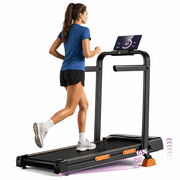 4-in-1 Foldable Walking Pad Treadmill with 16% Incline, 2.5HP Quiet Motor, Handles & 330 lb Capacity - Ideal for Home & Office Use Deep Black