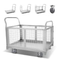 thumbnail image 1 of 4-in-1 Foldable Wire Mesh Cage Cart, 2200 lbs Heavy Duty Steel Flatbed Dolly with 360° Swivel Casters, 40.1" L x 23.2" W x 37.7" H, for Moving & Logistics, 1 of 7