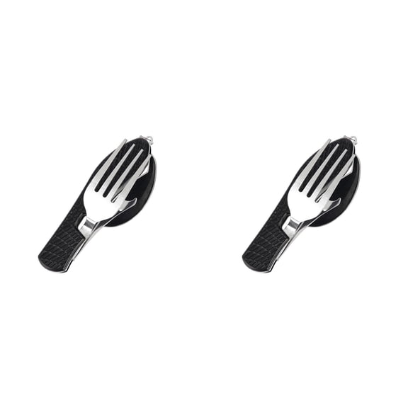 4-in-1 Folding Camping Utensil Set - Portable Stainless Steel Spoon & Fork Combo for Travel, Backpacking & Picnic