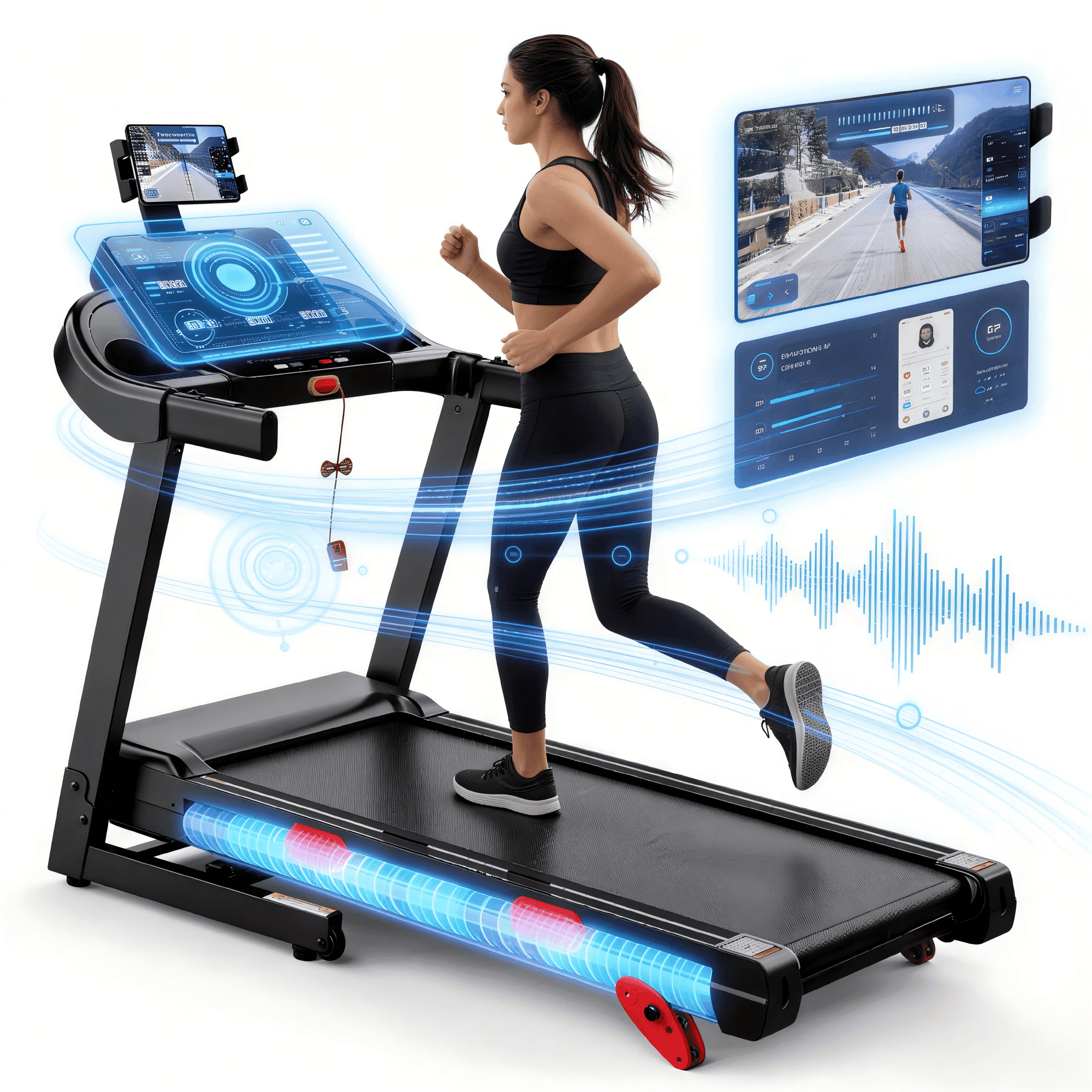 4 in-1 Folding Treadmill with 3.75HP Motor, 10% Manual Incline, Smart App Control, Wide Running Belt, Shock Absorption, 320 lbs Capacity, Home Fitness Running Machine