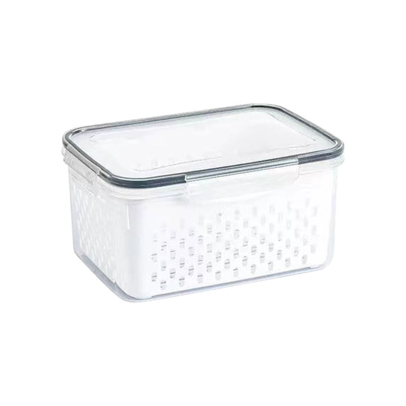 4-in-1 Food Storage Containers for Fridge with Removable Strainer Basket Clear Plastic Produce Keeper for Fruits Vegetables Berries Lettuce Freshness Saver Kitchen Organizer,F