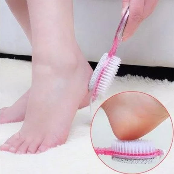 4-in-1 Foot Care Brush with Pumice Scrubber, Pedicure Exfoliation Tool for Dead Skin Removal - Random