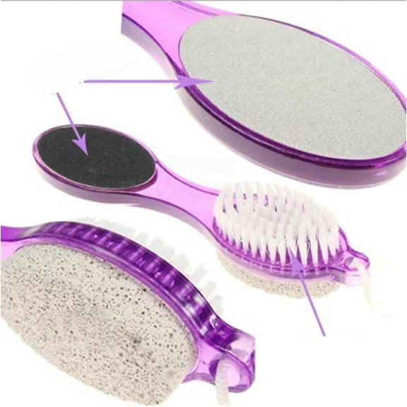 4-in-1 Foot Care Tool (Color Random) Callus Remover Scrubber, Pumice Foot Exfoliator, Foot Care Brush Callus Remover, Pumice Scrubber, Pedicure Brush & Exfoliator,Scrubber for Smooth Feet (Random)