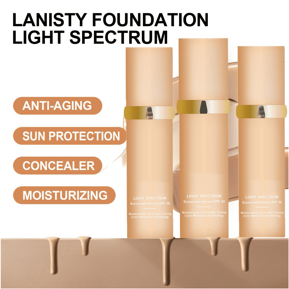 4in1 Foundation Liquid Hydrating Full Coverage SPF 50+ ,4 in 1