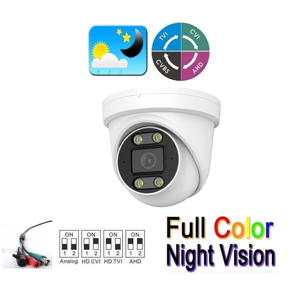 4-in-1 Full Color Night Vision 2MP BNC Dome CCTV Camera, White