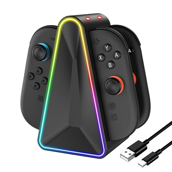 4-in-1 Left Right Game Controllers Charger Dock for Nintendo Switch 2, Joy-pad Holder Accessories-Black