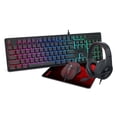 thumbnail image 1 of 4-in-1 Gaming Keyboard & Mouse Combo & Headset,  Wired Gaming Keyboard and Mouse Headset Set，104 Keys,Rainbow LED Backlit Keyboard 3200DPI Mouse，compatible with PC/Windows/PS5/PS4 ，Black, 1 of 18