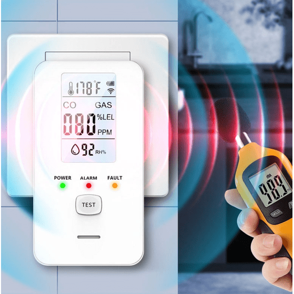 4-in-1 Gas Detector Portable Propane Natural Leak Alarm with HD Screen for Home Apartment Hotel Camping RV Safety Monitor
