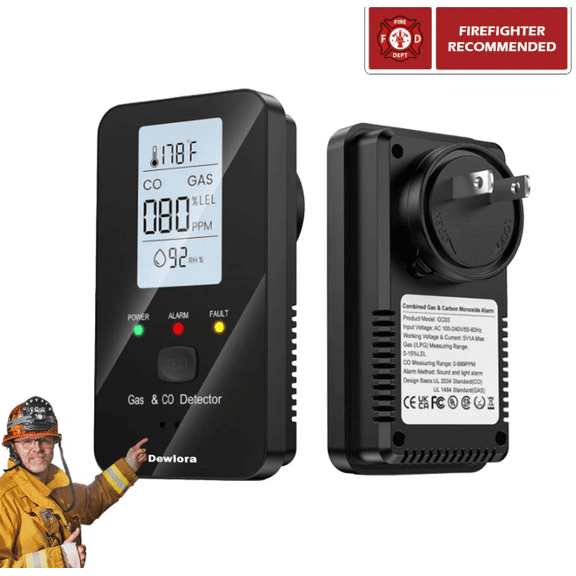 4-in-1 Gas Detector Portable Propane Natural Leak Alarm with HD Screen for Home Apartment Hotel Camping RV Safety Monitor