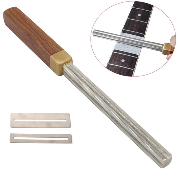 4-in-1 Guitar Fret File, Diamond-Coated Fret Dresser with 4 Radii Edges, Includes 2 Fretboard Guards, Luthier Tool for Guitar Bass Setup