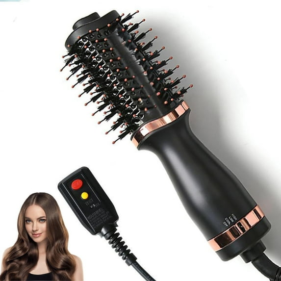 4-in-1 Hair Dryer Brush Blow Dryer with Oval Barrel,  Straightener, Volumizer, and Curler, Hot Air Styler and 360 Rotating Hair Dryer for All Hair Types(Black)