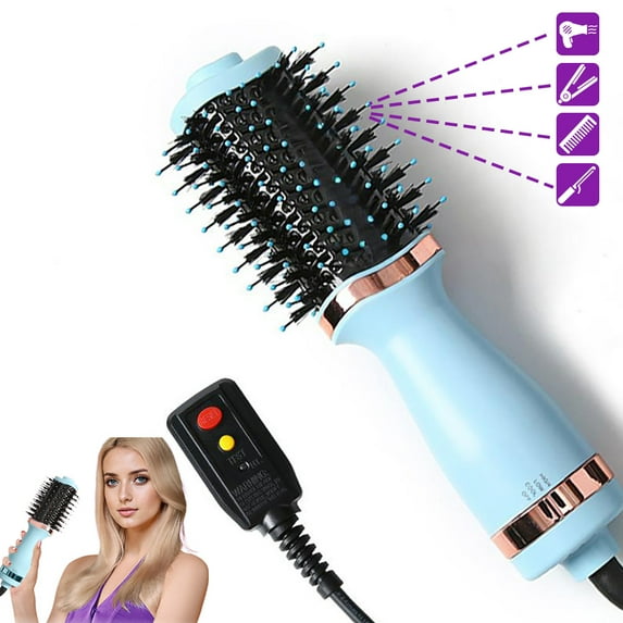 4-in-1 Hair Dryer Brush Blow Dryer with Oval Barrel,  Straightener, Volumizer, and Curler, Hot Air Styler and 360 Rotating Hair Dryer for All Hair Types(Blue)