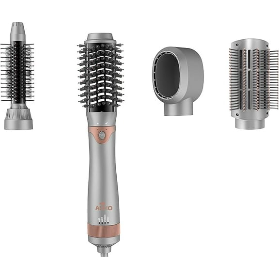 4-in-1 Hair Dryer Brush, Negative Ion Detachable Hair Dryer Styler Hot Air Hair Dryer for Straightening Curling Drying Multifunctional Styling, 1000W, Gray, Rose Gold
