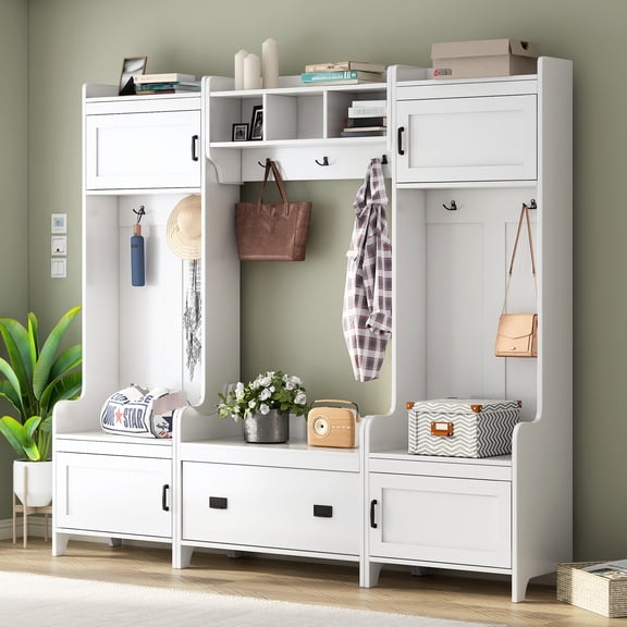 4-in-1 Hall Tree with Stability Design / Long - term Usage for Entrance