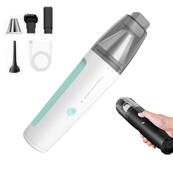 4-in-1 Handheld Cordless Vacuum Cleaner with Powerful Suction, Portable Lightweight Multi-Function Car & Home Dustbuster, USB-C Rechargeable, Easy Empty Washable Filter (Green)