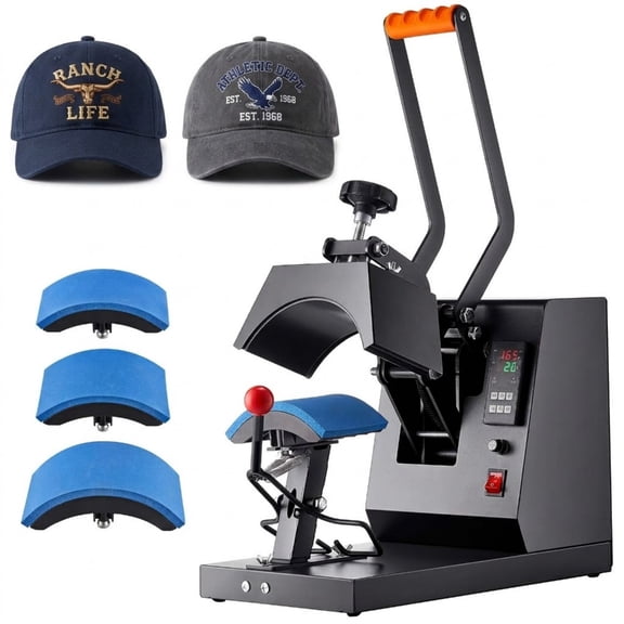 4-in-1 Hat Heat Press Machine with 4 Curved Elements & LCD Digital Control