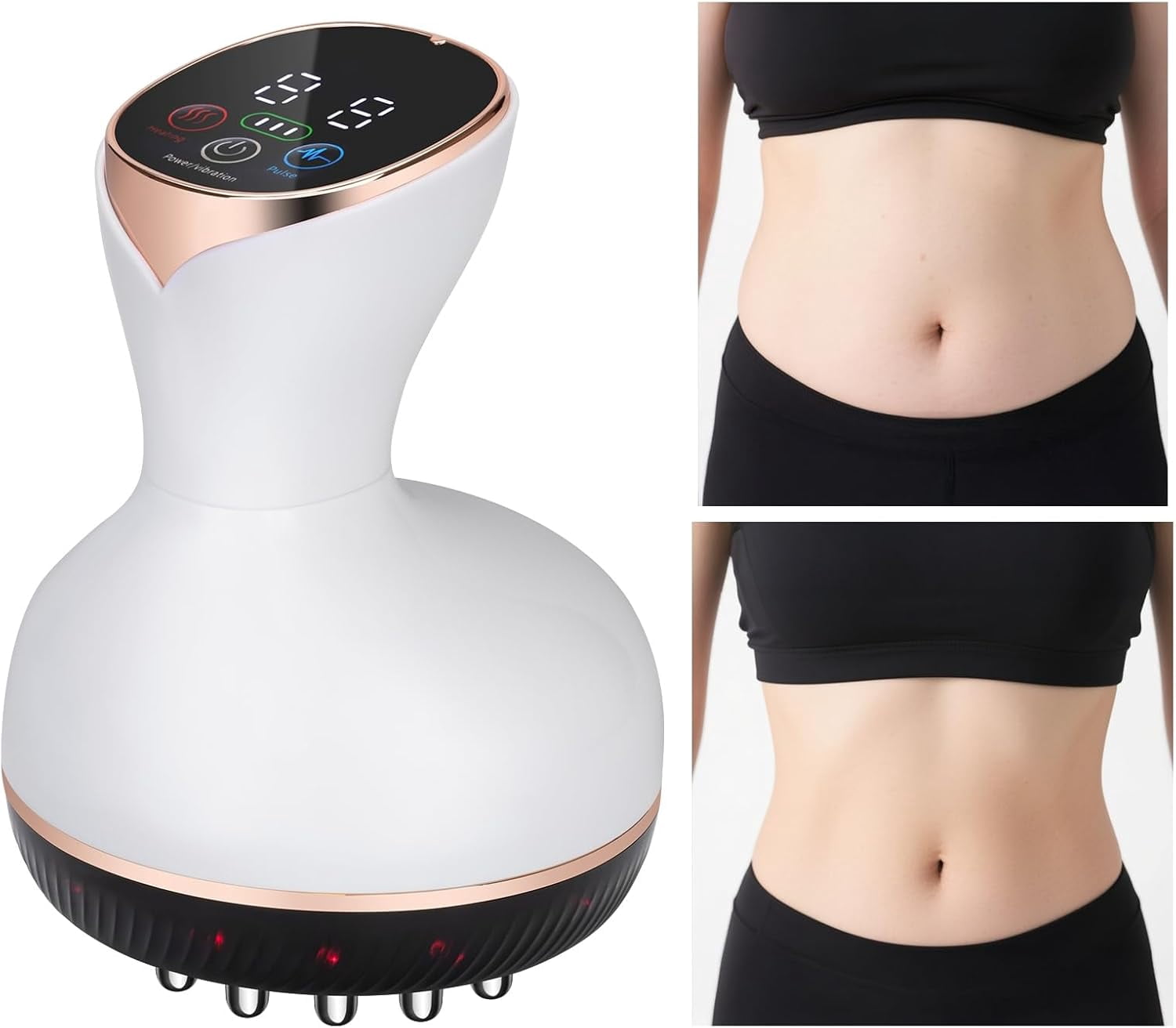 4-in-1 Heated Body Sculpting Massager with Vibration, Red Light & Microcurrent Pulse, Rechargeable Handheld Tool for Skin Toning and Firming
