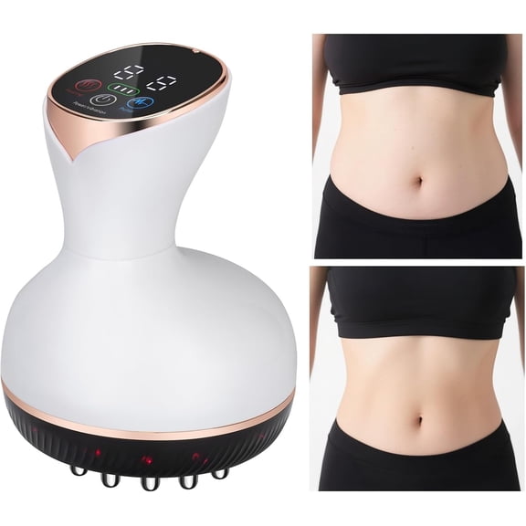 4-in-1 Heated Body Sculpting Massager with Vibration, Red Light & Microcurrent Pulse, Rechargeable Handheld Tool for Skin Toning and Firming